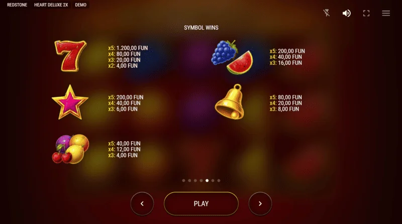 Heart Deluxe 2x – izplačilna tabela z razširjenim divjim srcem