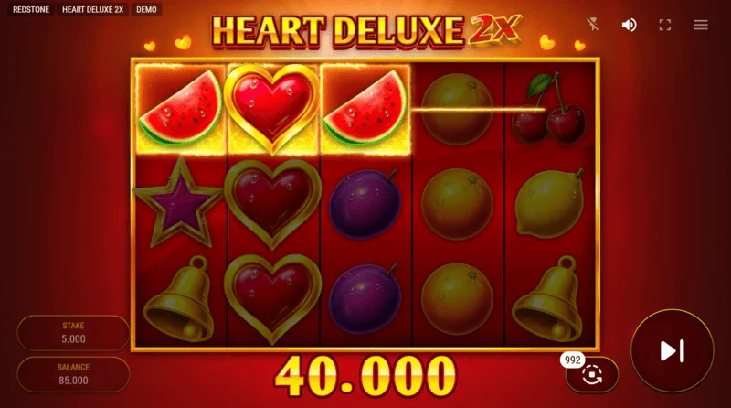 Heart Deluxe 2x – zmagovalna kombinacija z divjim simbolom na vrtljaju